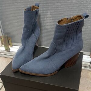Qupid Dusty Blue Ankle Booties